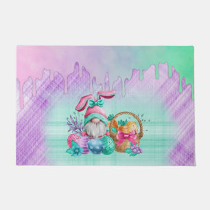 Easter Bunny Gnome With Basket Eggs Doormat