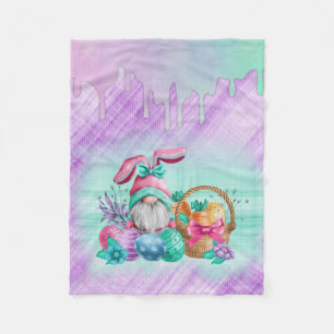 Easter Bunny Gnome With Basket Eggs Fleece Blanket