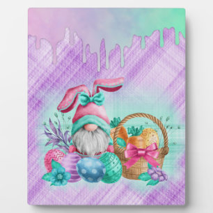 Easter Bunny Gnome With Basket Eggs Plaque