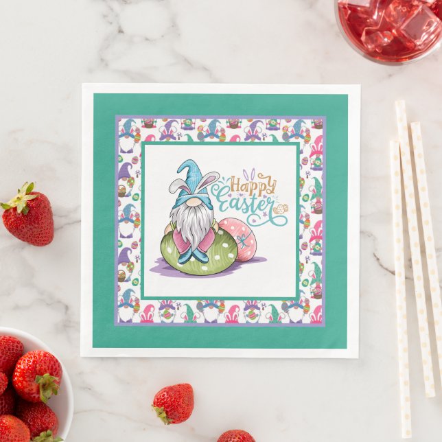Easter Bunny Gnomes Napkin (Insitu)