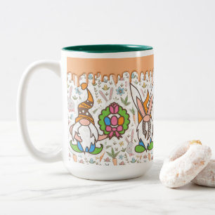 Easter Bunny Gnomes Spring Two-Tone Coffee Mug