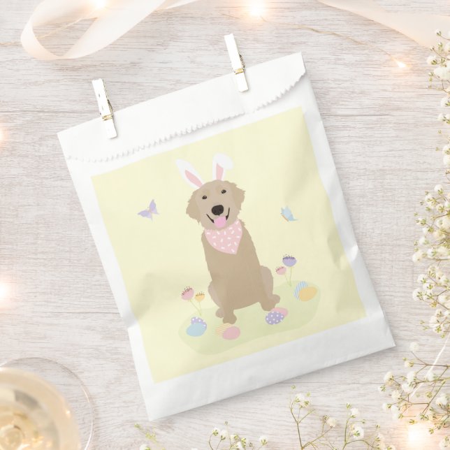 Easter Bunny Golden Retriever Favour Bag (Clipped)