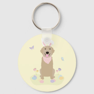 Easter Bunny Golden Retriever Keychain