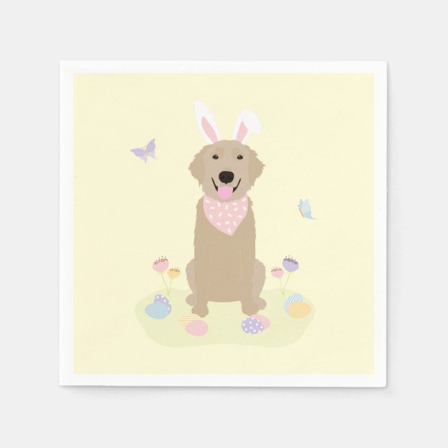 Easter Bunny Golden Retriever Napkin (Front)