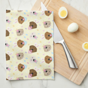 Easter Bunny Golden Retriever Pattern Kitchen Towel