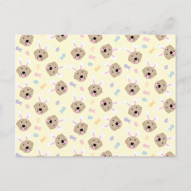 Easter Bunny Golden Retriever Pattern Postcard (Front)