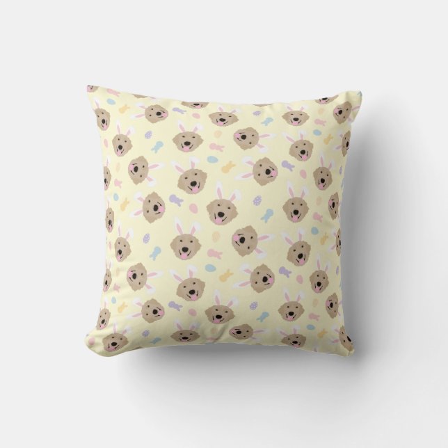 Easter Bunny Golden Retriever Pattern  Throw Pillow (Front)