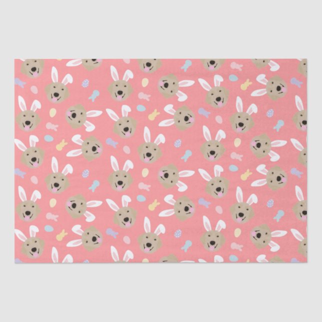 Easter Bunny Golden Retriever Pattern Tissue Paper (Front)