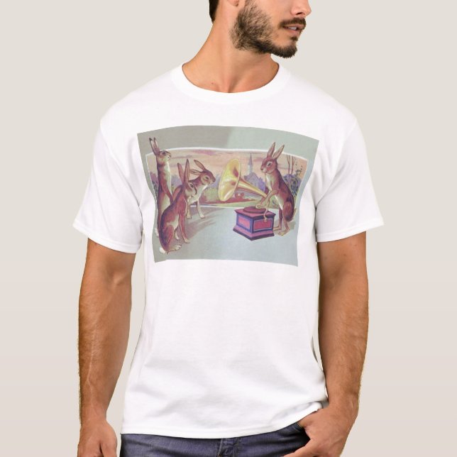 Easter Bunny Gramophone Phonograph T-Shirt (Front)