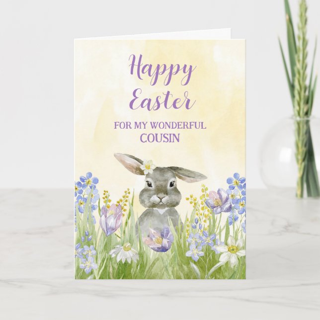 Easter Bunny Happy Easter Cousin Holiday Card (Front)