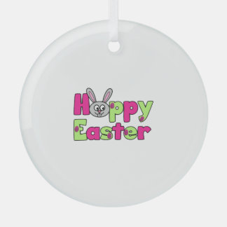 Easter Bunny Happy Easter Eggs Glass Ornament
