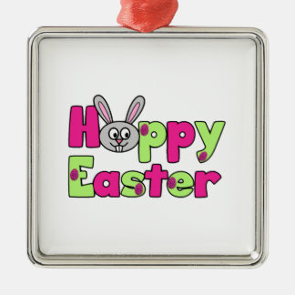 Easter Bunny Happy Easter Eggs Metal Ornament