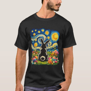 Easter Bunny Happy Easter Eggs Van Gogh Starry T-Shirt