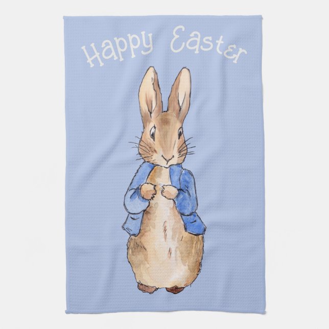 Easter Bunny Happy Easter greeting Kitchen Towel (Vertical)