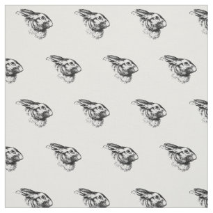 Easter Bunny Hare Rabbit Vintage Illustration Fabric