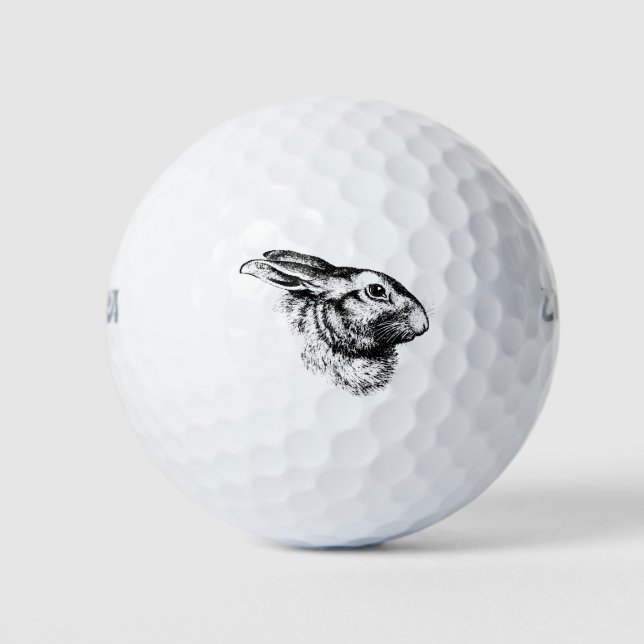 Easter Bunny Hare Rabbit Vintage Illustration Golf Balls (Front)