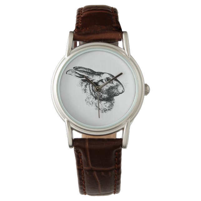 Easter Bunny Hare Rabbit Vintage Illustration Watch (Front)
