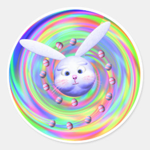 Easter Bunny Head Spin Classic Round Sticker