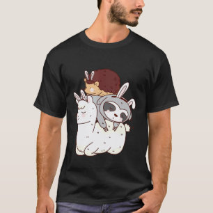 Easter Bunny Hedgehog Riding Sloth Riding Llama T-Shirt