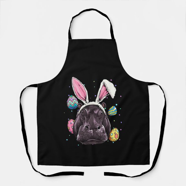 Easter Bunny Hippo Funny Easter Hippo Gifts Apron (Front)