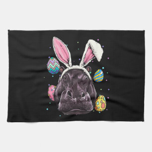 Easter Bunny Hippo Funny Easter Hippo Gifts Kitchen Towel