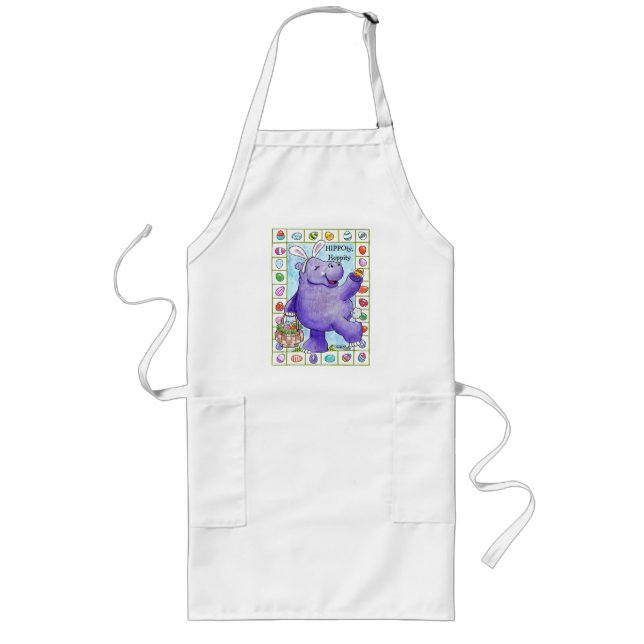 Easter Bunny Hippo Long Apron (Front)