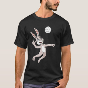 Easter Bunny Hitting A Volleyball Funny Boys Girls T-Shirt