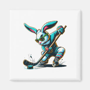 Easter Bunny Hockey Player Rabbit Egg Men Women Bo Magnet