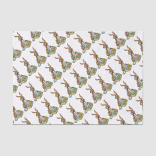 Easter Bunny Holding Egg Hunt Basket Tissue Paper