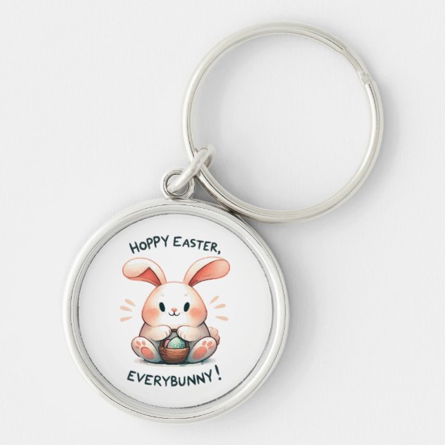 Easter Bunny Hoppy Easter, Everybunny! Keychain (Front)