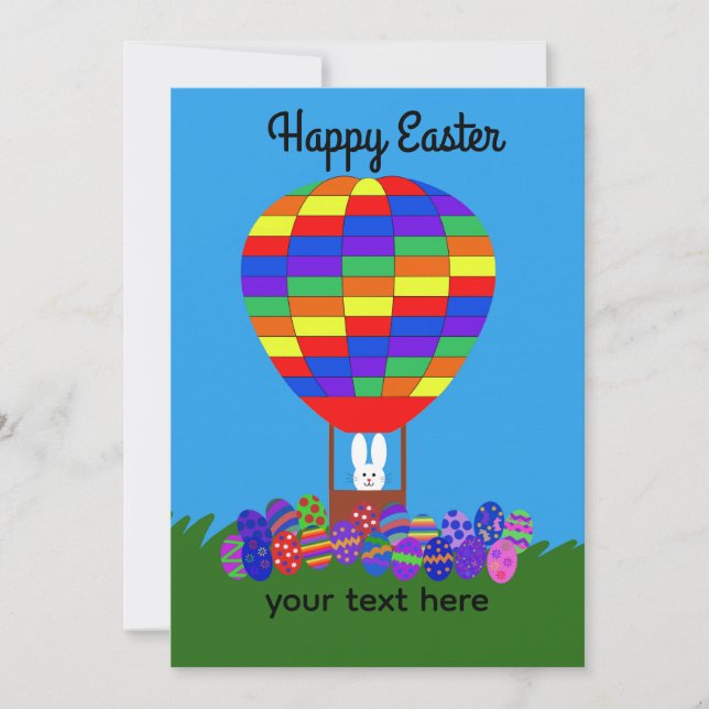 Easter Bunny Hot Air Balloon #2-2 Holiday Card (Front)