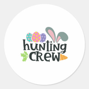 Easter Bunny Hunting Crew Family Matching  Classic Round Sticker