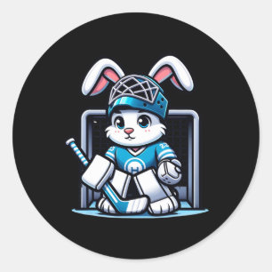 Easter Bunny Ice Hockey Goalie Men Boys Kids Toddl Classic Round Sticker