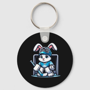 Easter Bunny Ice Hockey Goalie Men Boys Kids Toddl Keychain