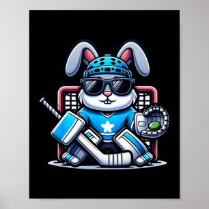 Easter Bunny Ice Hockey Goalie Men Boys Kids Toddl Poster