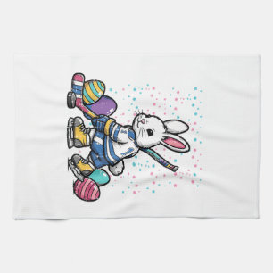 Easter Bunny Ice Hockey Player Eggs Rabbit Boys Ki Kitchen Towel