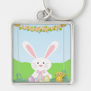 Easter bunny illustration keychain
