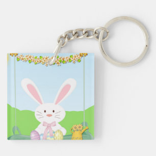 Easter bunny illustration keychain