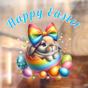 Easter Bunny in a Colourful Easter Egg Window Cling