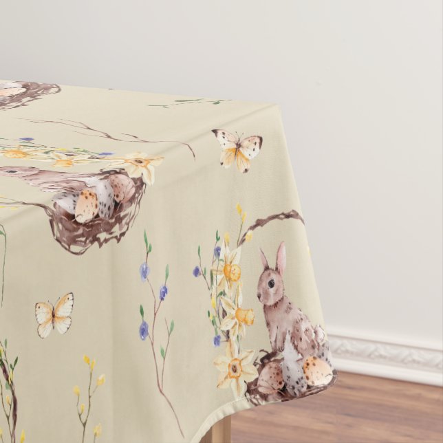 Easter Bunny In A Floral Basket Tablecloth (In Situ)