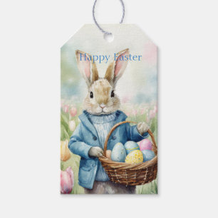Easter Bunny in a meadow of Tulips Gift Tags