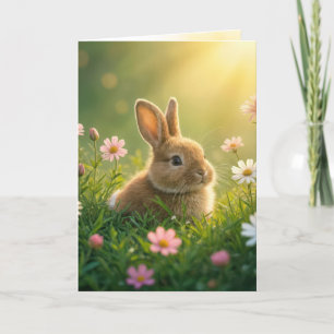 Easter Bunny In a Spring Meadow Card