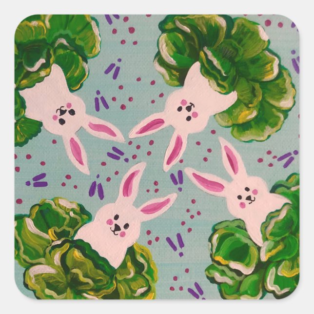 Easter Bunny in Cabbage Sticker (Front)