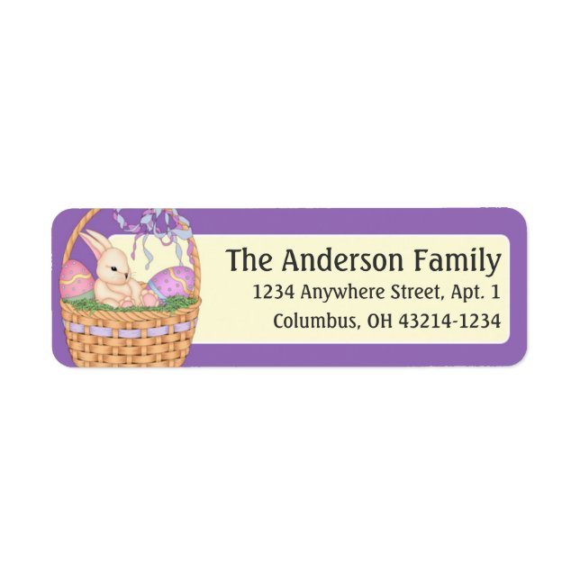 Easter Bunny in Easter Basket Address Labels (Front)