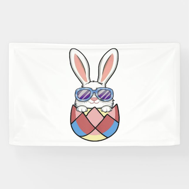 Easter Bunny In Easter Egg Happy Easter Banner (Horizontal)