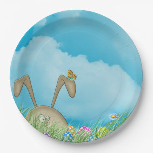 Easter bunny in grass paper plate