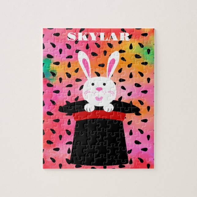 EASTER BUNNY IN HAT PERSONALIZED. JIGSAW PUZZLE (Vertical)