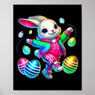 Easter Bunny In Hoodie With Eggs Poster