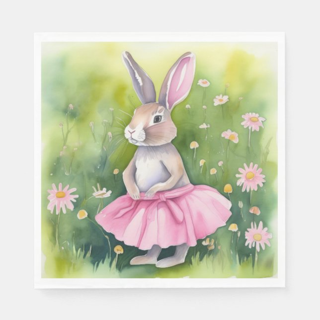 Easter Bunny In Pink Tutu Napkin (Front)