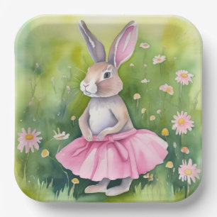 Easter Bunny In Pink Tutu Paper Plate